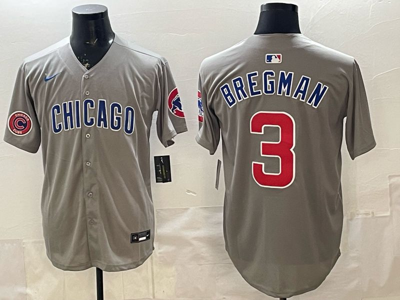 Men 2026 Chicago Cubs #3 Bregman Grey Game Nike MLB Jersey style 008